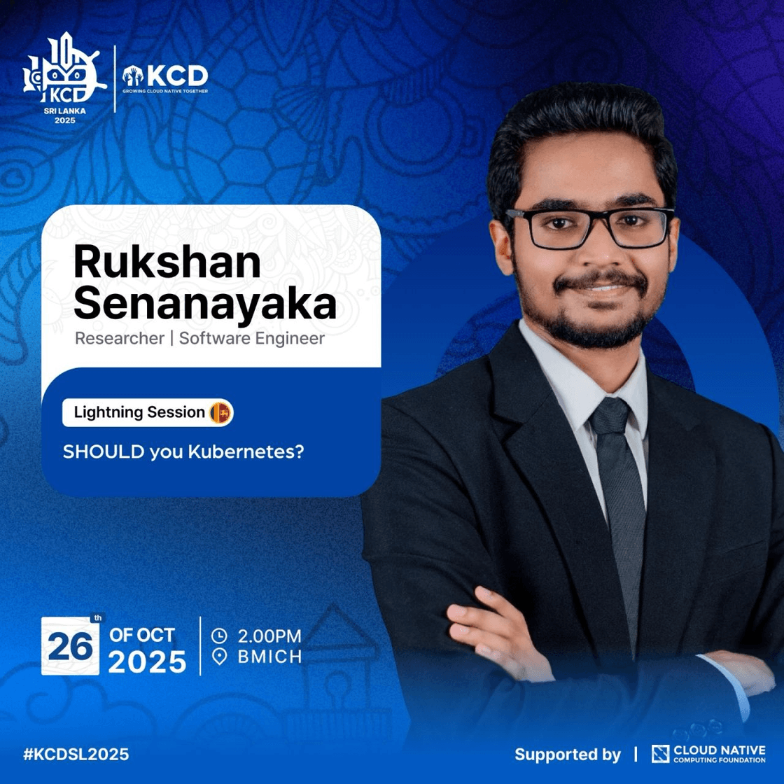 KCD Sri Lanka 2025 - Lightning Talk speaker card for Rukshan Senanayaka